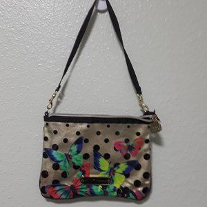 Betsey Johnson Convertible Mini Bag Wristlet Polka Dots Butterflies